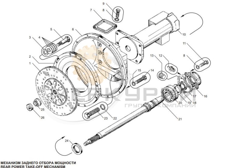 Механизм отбора мощности двигателя ЯМЗ-236ДК, ЯМЗ-238АК